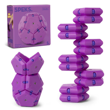 Speks Geode Pentagons Magnetic Fidget Toy For Adults & Teens 14+ | Sensory Gadget For Stress Relief, Office Desk Toy Present, Christmas Gift, Holiday Stocking Stuffer | Razzle, 12-Piece Set