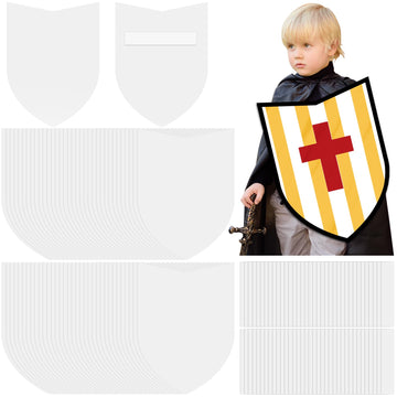 ReliThick 72 Pcs Blank Paper Shields for Kids DIY Cardboard Shields Craft to Decorate with Handles for Markers Crayons Paint Par