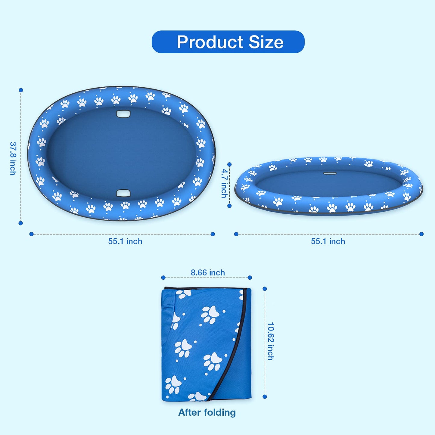 Pet Soft Inflatable Dog Swimming Float Raft - Large Dark Blue Polyester for Summer Fun