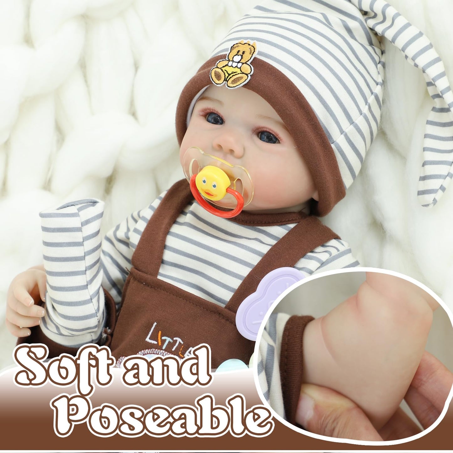 Kdudgso Realistic Reborn Baby Dolls 20'' Sweet Smile Lifelike Newborn Baby Doll Full Vinyl Body Poseable Real Life Like Toddler