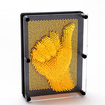 3D Pin Art Sensory Toy Needles Intellectual Fun Toy Plastic Pin Art Palm Board Large (Yellow-6 X 8 Inches)