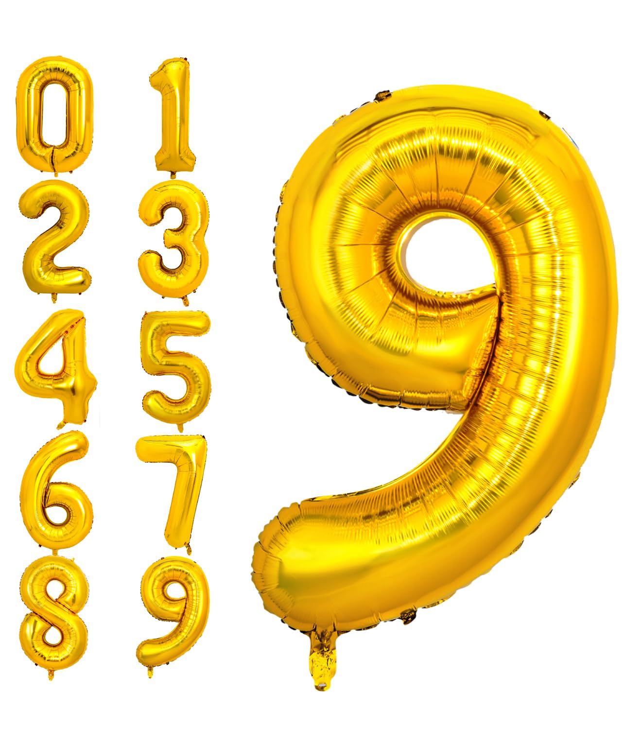 Pigetale 40 Inch Gold Large Numbers Balloons 0-9, Giant Number 9 Digit Helium Balloons Foil Mylar Big Number Balloons For 19 29