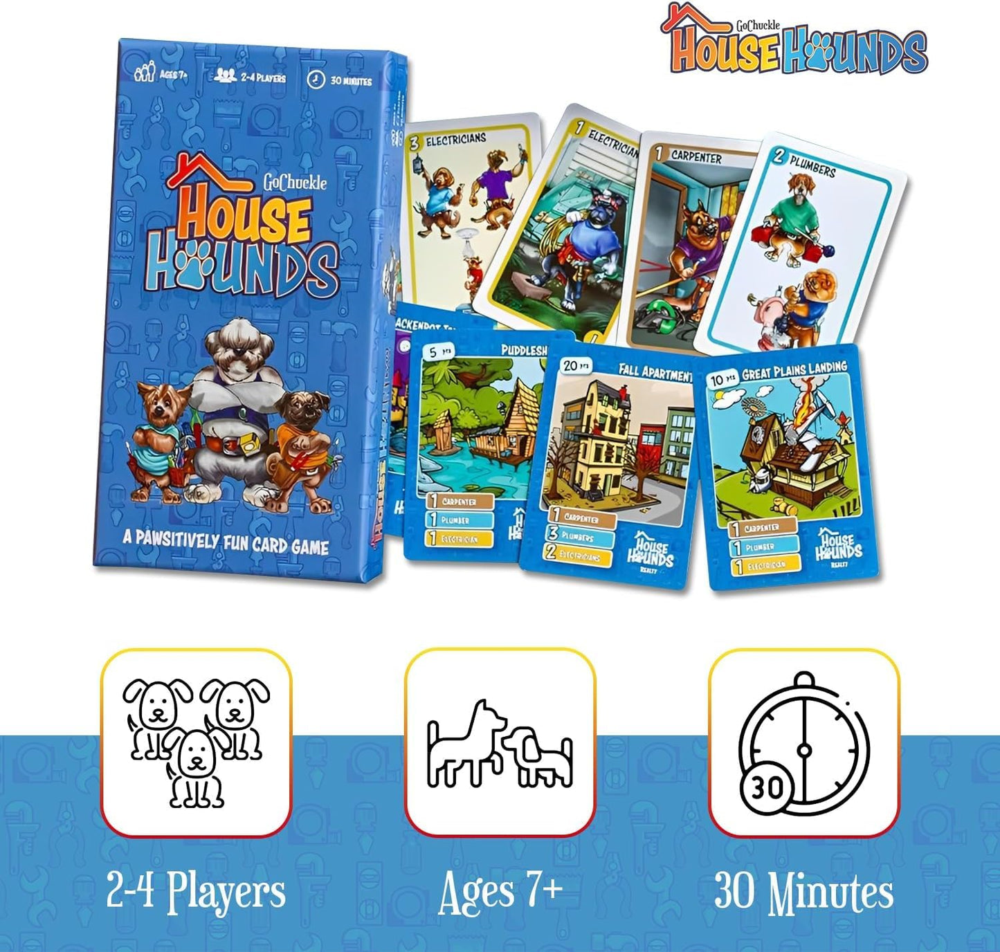 GoChuckle House Hounds Set Collection Card Game - A Race to Collect Workers Needed to Fix up Broken Down Houses, Strategy Game f