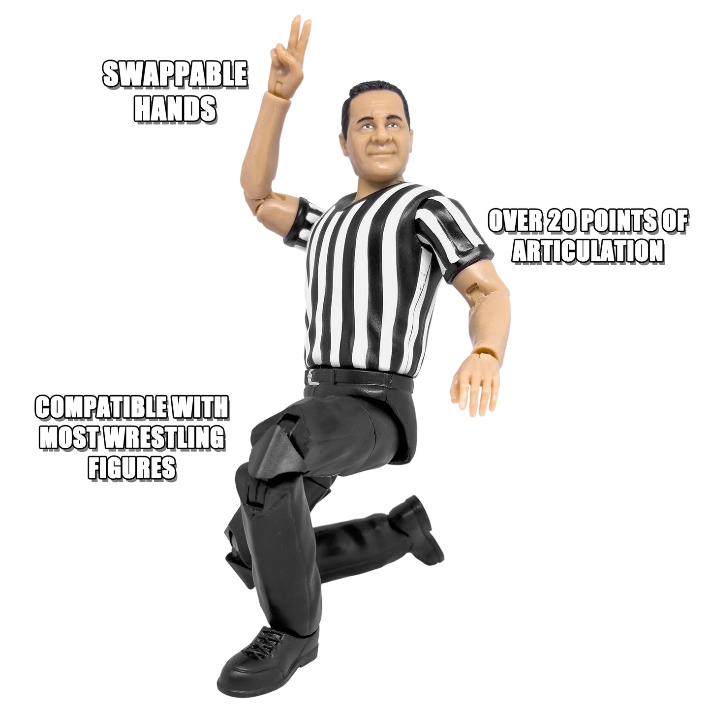 Figures Toy Company Ultimate Three Counting & Talking Wrestling Referee Action Figure with Deluxe Articulation for Wrestling Act