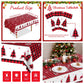 3PCS Christmas Tablecloth, Red and Black Buffalo Plaid Rectangular Plastic Christmas Tablecloth, Winter Snowflake and Reindeer D