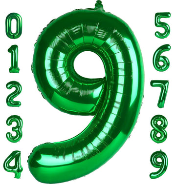 Dark Green 9 Balloon Number 40 Inch, Large Foil Mylar Balloons Decorations For 9 19 90 Birthday Party, Engagement, Wedding, Anni