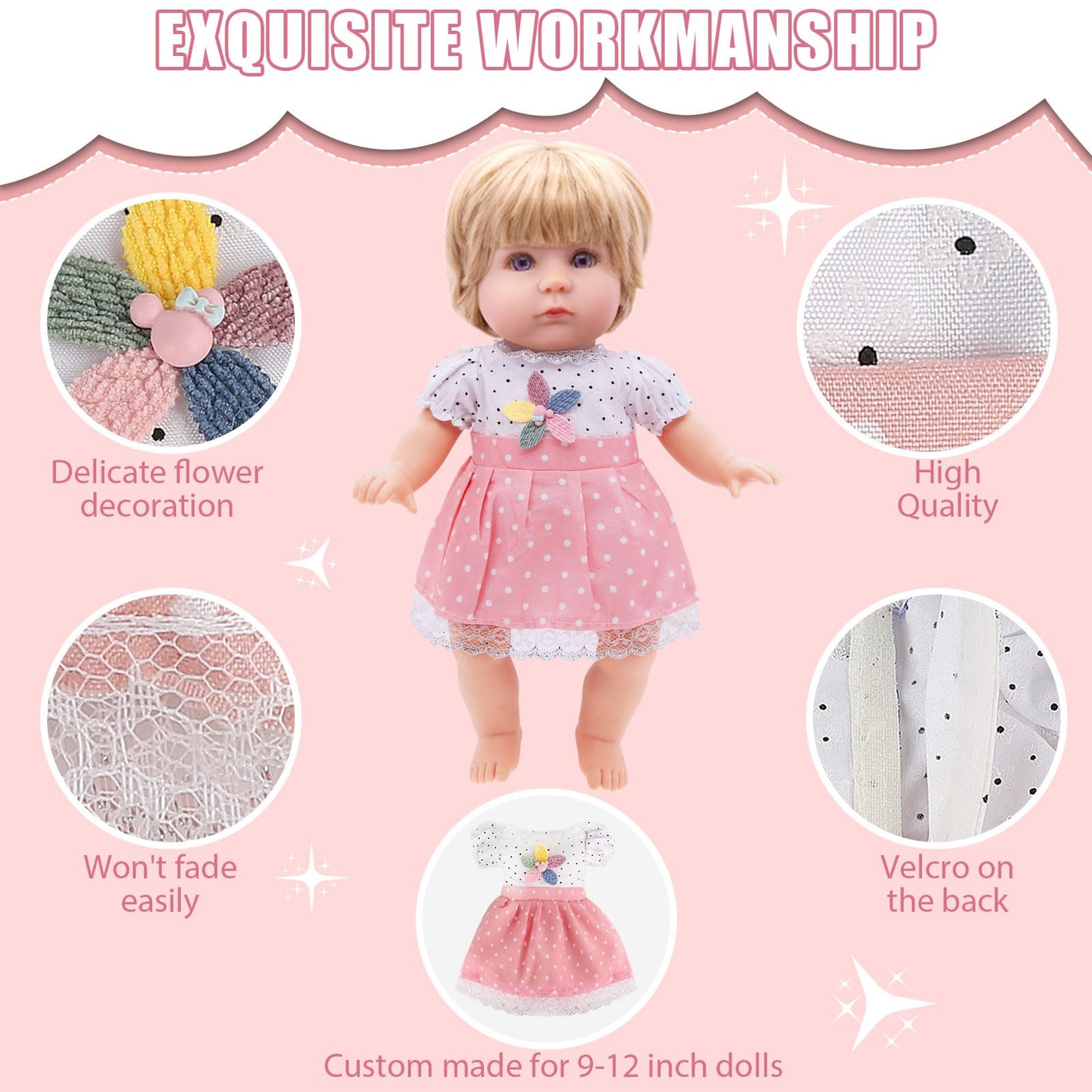 Alive Doll Clothes And Accessories - Baby Doll Dresses Fit For 10 11 12 Inch Girl Dolls, 6 Sets Doll Outfits Include Doll Dresses, Pajamas, One-Piece Suit, Jumpsuits, For Girls Gifts Christmas