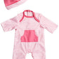 Jc Toys | Berenguer Boutique | La Baby Doll Outfit | 2 Piece Hot Pink Striped Onesie|Washable| Ages 2+ | Fits Dolls 9'- 12'