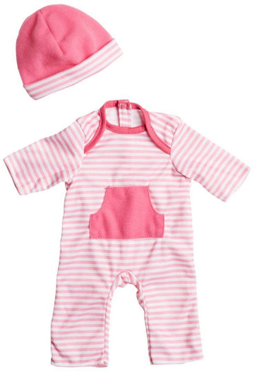 Jc Toys | Berenguer Boutique | La Baby Doll Outfit | 2 Piece Hot Pink Striped Onesie|Washable| Ages 2+ | Fits Dolls 9'- 12'