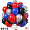 Black Red Blue Balloon,60 Pcs 12 Inches Metallic Silver Spider Balloons For Kids Spider-Theme Birthday Decorations Birthday Balloons Baby Shower Engagement Party Supplies