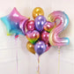 Rainbow Gradient Number 2 Balloon, 40 Inch Big Large Foil Number Balloons, Jumbo Mylar Number 2 Balloons For 2 Second Birthday P