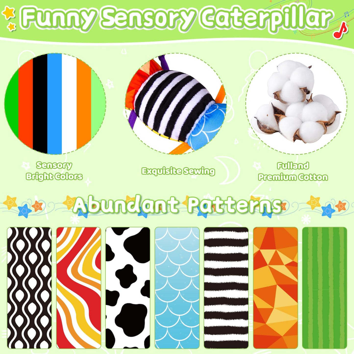 Vpkefla Infant Baby Toys 0 To 12 Months, Stuffed Animal Tummy Time Toys Sensory Toys With Crinkle, Rattles, Textures And Mirror