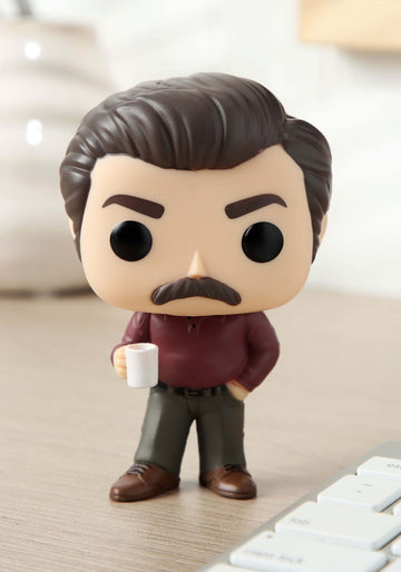Funko Pop Ron Swanson Figure - Parks & Recreation - Multicolor - Resin - Model 13036 - Basic Size