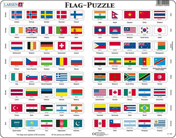 Larsen Puzzles Flags Of The World 80 Piece Children'S Educational Jigsaw Puzzle