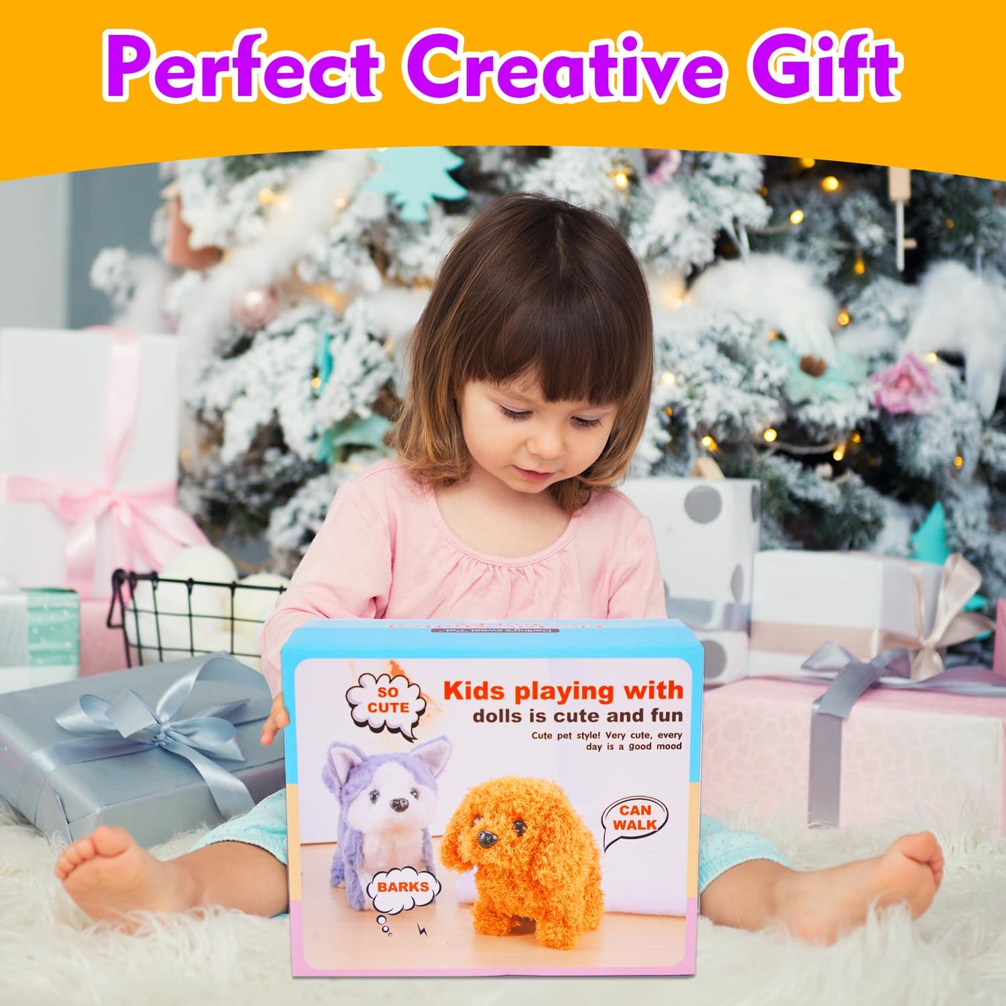 Kocacli Interactive Plush Puppy Toy Plush Golden Retriever Toy Puppy Electronic Interactive Dog - Walking, Barking, Tail Wagging