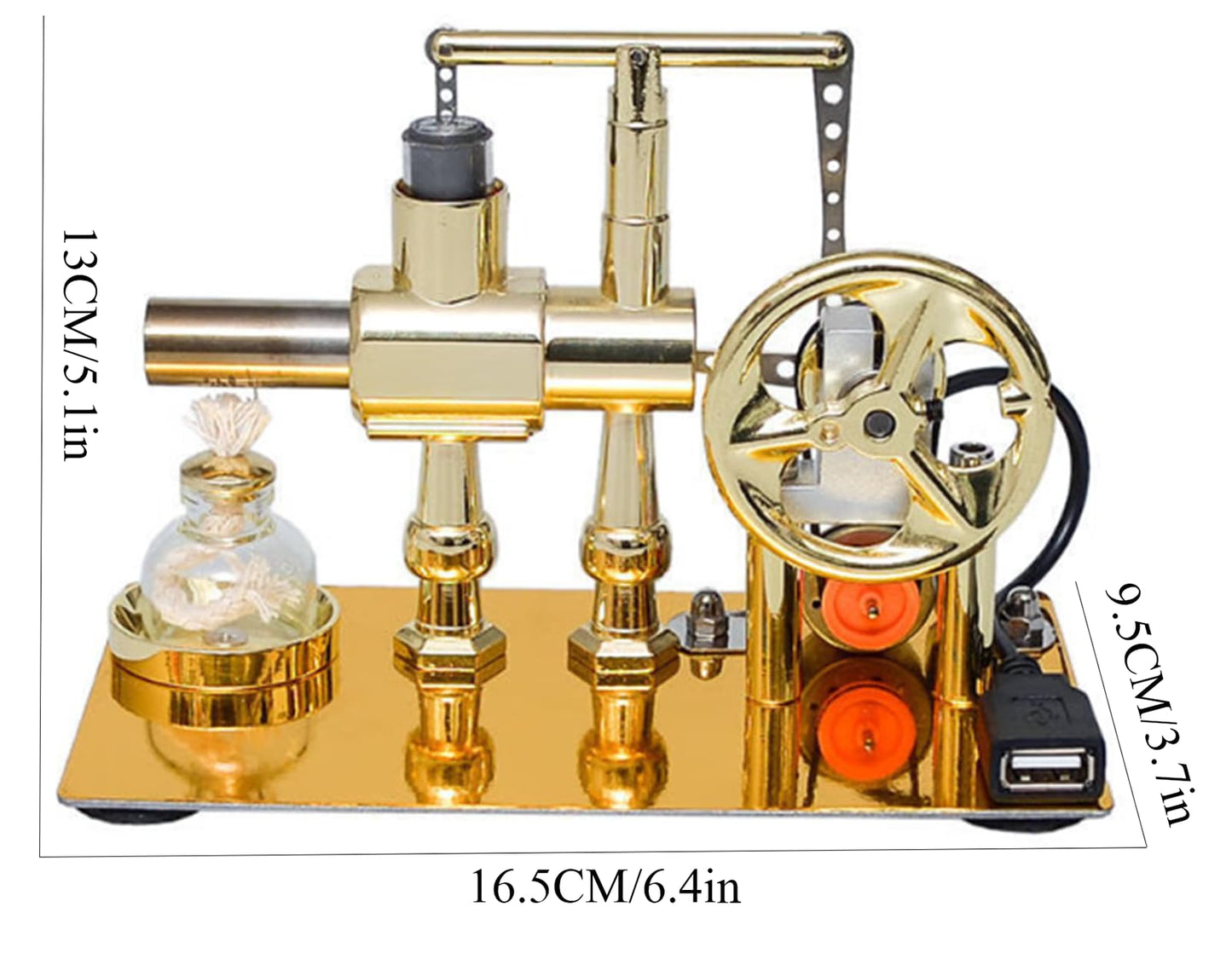 Hot Air Stirling Engine Motor Model Stirling Engine Kit  Single-Cylinder Metal Stirling Engine External Combustion Engine Motor DIY Hot Air Engine Gift of Air for mature-themeds Desktop Educational Toy (A)