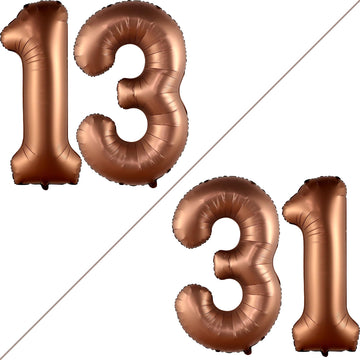 Katchon, Coffee Brown 13 Balloon Numbers - Giant, 40 Inch | Steer Balloons, Number 13 Balloons, 13Th Birthday Decorations For Girls | Safari Number Foil Balloons | 13Th Birthday Decorations For Boys