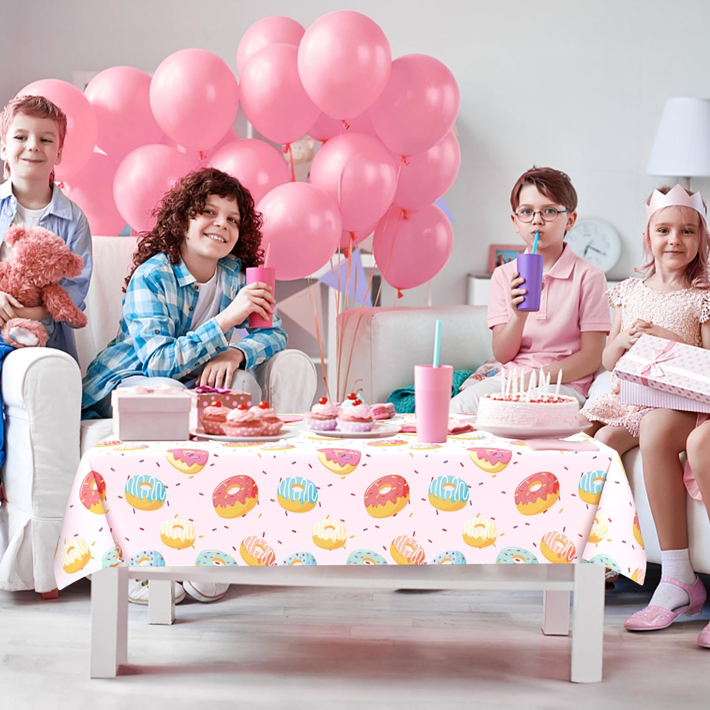 Lianxuia 3 Pcs Donut Plastic Tablecloth, 51 X 86 Inch Donut Party Table Cover, Donut Party Decorations, Suitable For Donut Theme
