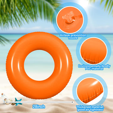 JellyArch 6 Pcs Inflatable Pool Floats 28 Inches Swim Tube Bulk for Adults Swimming Ring Pool Floaties for Beach Party Decoratio