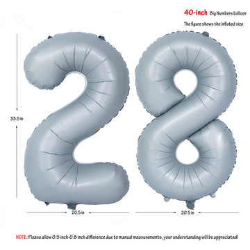 40 In Matte Gray Number Balloons Helium Foil Mylar Balloon Birthday Party Banquet Decoration 28
