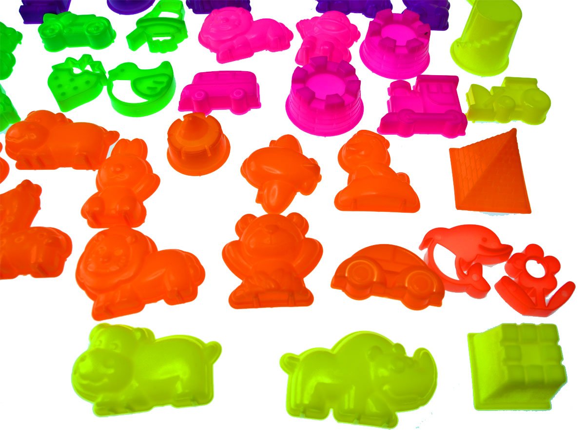 50 Piece Deluxe Sand Molds Set - Safari Animals, Mini Castles and Geometric Shapes (Sand not Included) Any Molding Sand