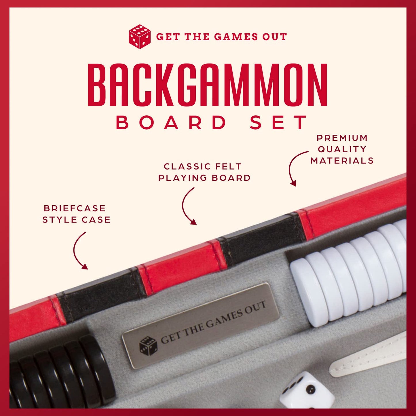 Get The Games Out Top Backgn Set - Classic Board Game Case - Best Strategy & Tip Guide - Available in Small  Medium and Large Sizes (Red  Medium)
