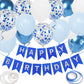 Happy Birthday Banner, Blue Birthday Decoration, 16 Pcs 12In Happy Birthday Balloons With 2 Ribbons For Boys And Men Any Ages Bi