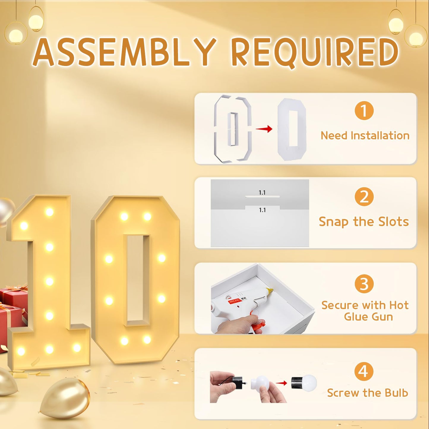 Imprsv 3Ft 10Th Birthday Decorations Numbers: 10Th Birthday Party Anniversary Decorations Large Light Up Numbers 10 For Girls Bo