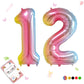 Smlpuame 40 Inch Number Balloons 0-9 Rainbow Gradient Large Number 12 Balloons, Digital Balloons For Birthday Party Celebration