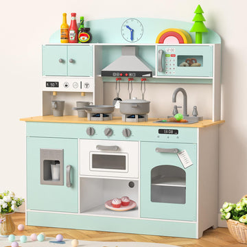 Babytronic Wooden Play Kitchen Set, Pretend Play Kitchen with Lights and Sounds for Kids Ages 3+, Includes Stove, Oven, Microwav