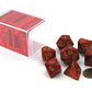 Chessex Dice: Polyhedral 7-Die Scarab Dice Set - Scarlet with Gold CHX-27414