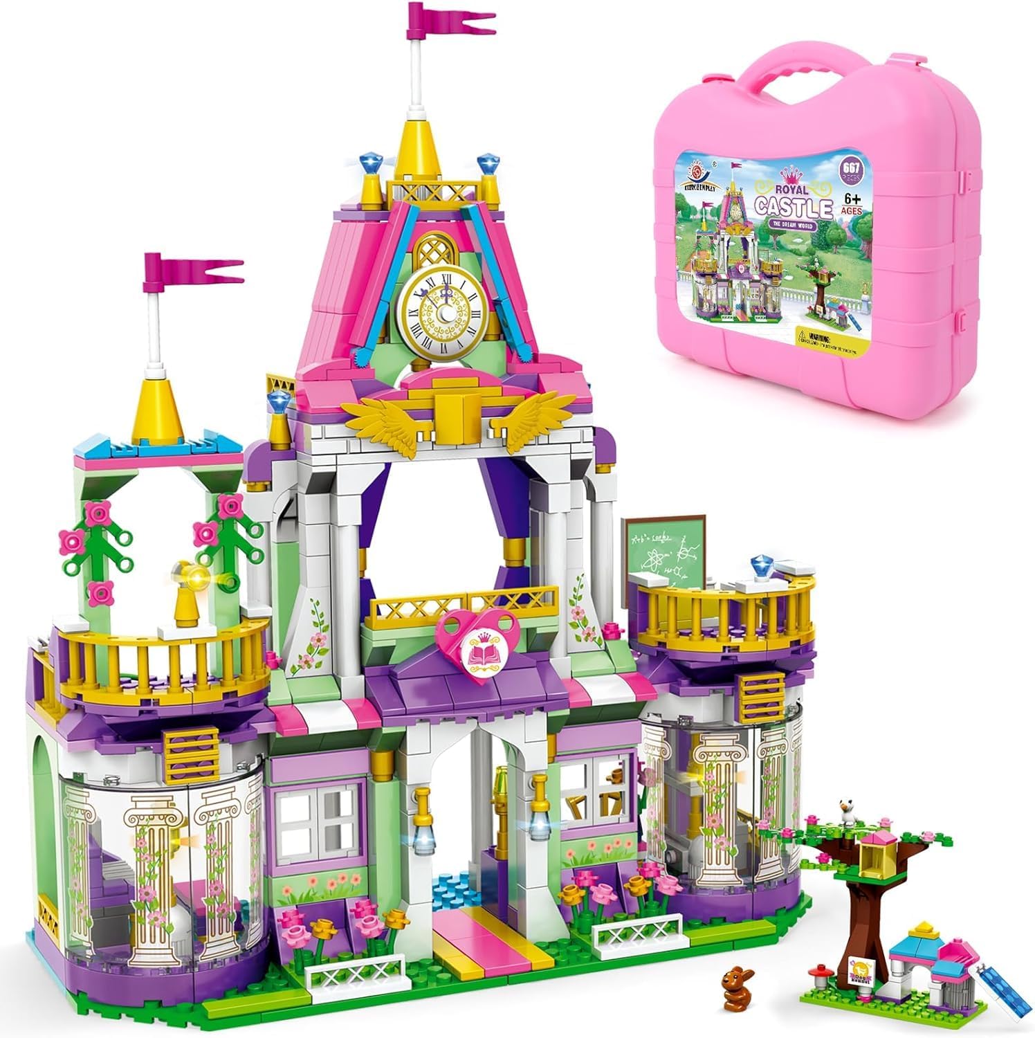 Onecado Girls Princess Castle Building Toys, Royal Castle & Tree Creative Building Blocks Kits Toys Gift For Kids, Learning And 