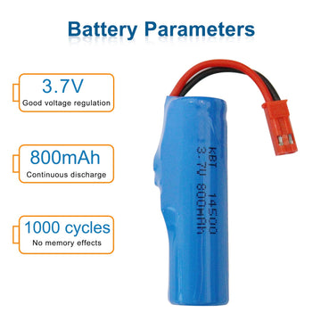 Kbt 2Pack 3.7V 800Mah 10C High Drain Li-Ion Rechargeable Battery With Jst 2Pin Connector & Usb Charging Cable For Rc Car Toy Rc