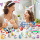 Springflower Easter White Eggs Painting Kit - Paintable Hanging Flocking Eggs With Rope, Diy Design, 28Pcs