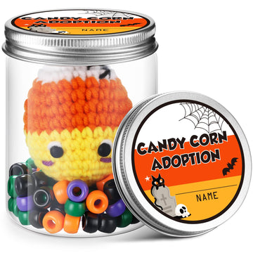 Poen Candy Corn Desk Pets Accessories Crochet Candy Corn DIY Toy Plush Handmade Doll Spooky Creepy Horror Gift Halloween Boo Basket for mature-themed Women Office School Classroom Party Decor