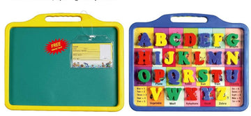 Toyztrend Educational Alphabet Slate 2 in 1 to Learn Pictures, Spellings & Alphabets Along with Green Chalk Writing Board in Ass