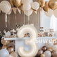Suwen 40 Inch Cream White Large 3 Number Balloons Big Foil Helium Number Balloons 0-9 Jumbo Happy 3Rd Mylar Birthday Party Decor