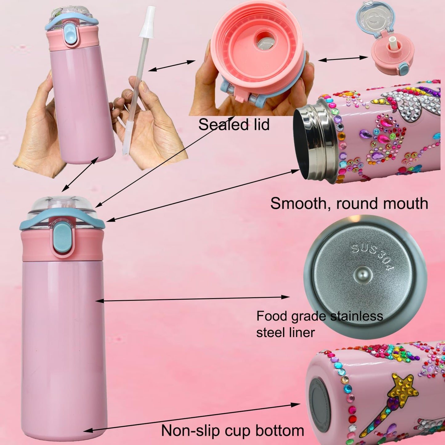Huastyle Decorate Your Own Cute Water Bottle For Girls, Crafts For Girls Ages 6-8 8-12, Arts And Crafts For Kids 5 6 7 8 9 10 11 12 Year Old Birthday Christmas Gift