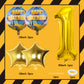 Construction Balloons 1St Birthday, 9Pcs 40 Inch Gold Number 1 Balloons With Large Excavator Dump Truck Crane Bulldozer Foil Myl