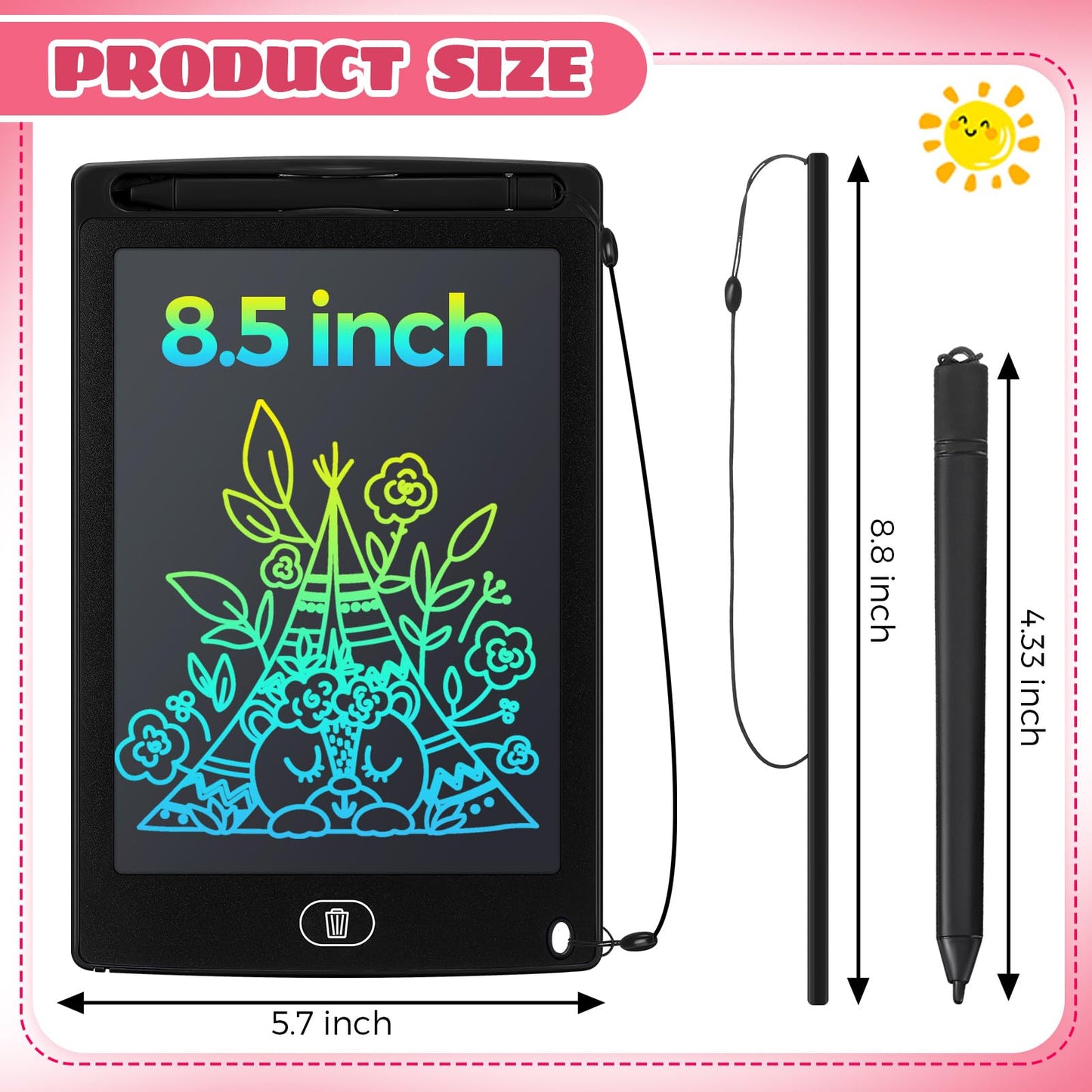 Zhehao LCD Writing Tablet 32 Pcs Colorful Doodle Pad 8.5 Inch Blue Educational Toy for Kids Age 3-10 Model ZH-Zhehao-9886