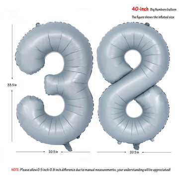 40 In Matte Gray Number Balloons Helium Foil Mylar Balloon Birthday Party Banquet Decoration 38