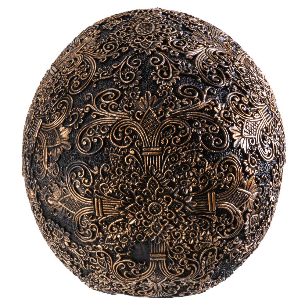 Summit Collection Black Carved Ceremonial Skull With Gothic Motif Design Skull Figurine Collectible 6.75 Inch L
