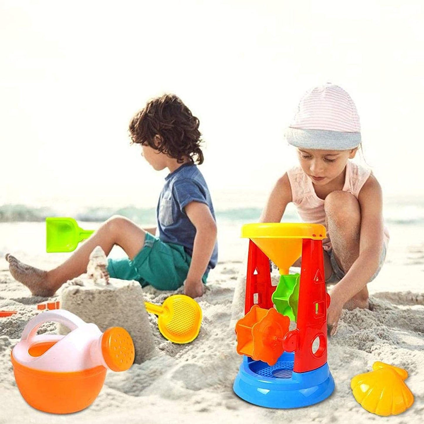Ruutcasy Beach Toy,20 Pcs Kids Beach Sand Toys Set,Eco-Friendly Sand Toy,Summer Outdoor Toy,Reusable Sandbox Toys for Kids, with