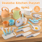 Pretend Play Kitchen Accessories Toys, Pots And Pans Utensils Playset For Kids, Cooking Play Set Gift For Toddlers Boys And Girl