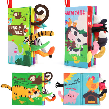 Beiens Baby Books 0-6 Months, 2Pcs Baby Toys 0-3-6-12-18 Months, Touch Feel Sensory Cloth Crinkle Soft Books, Tummy Time Toys, Stroller Infant Newborn Toys, Boy Girl Shower Gifts