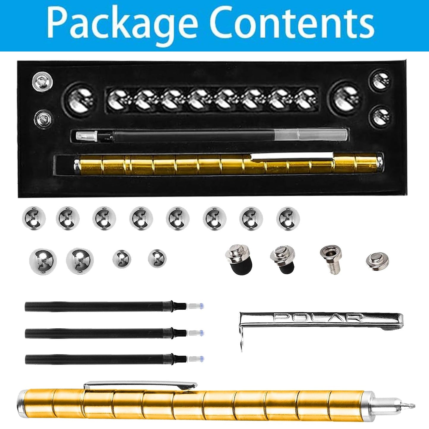 Wqwquu Fidget Pen,Magnetic Pen, Decompression Magnetic Fidget Toy Pen, Magnet Pen Fidget Toy Relieve Pressure Novel Toy Gifts For Kids Or Friends! (Golden)