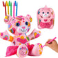 DRAWMYTOY Coloring Plush Toy - Pink Bear, 14.96" Cotton Doll with 5 Washable Markers for Kids Ages 4-6