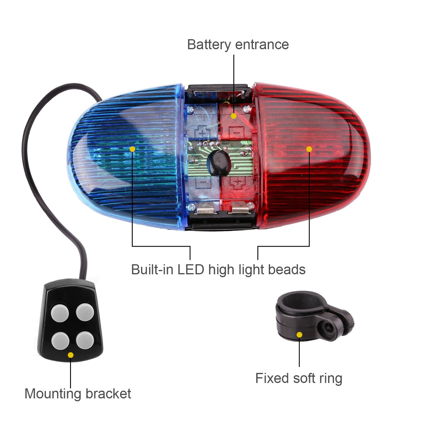 Oumers Kids Bike with Police Sound & LED Light - Red Plastic Horn, Perfect Christmas & Birthday Gift for Children