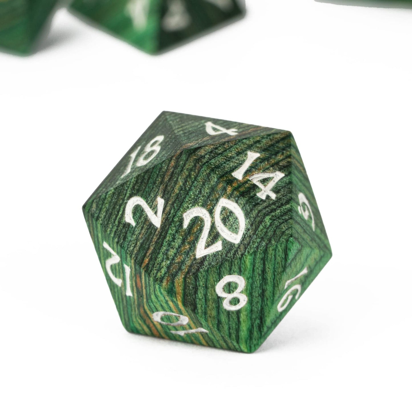 Hddais 7Pcs Polyhedral Dnd Dice Set, Rpg D&D Wood Dice Set With Iron Box Or Dungeons And Dragons Role Playing Games(Dark-Green S