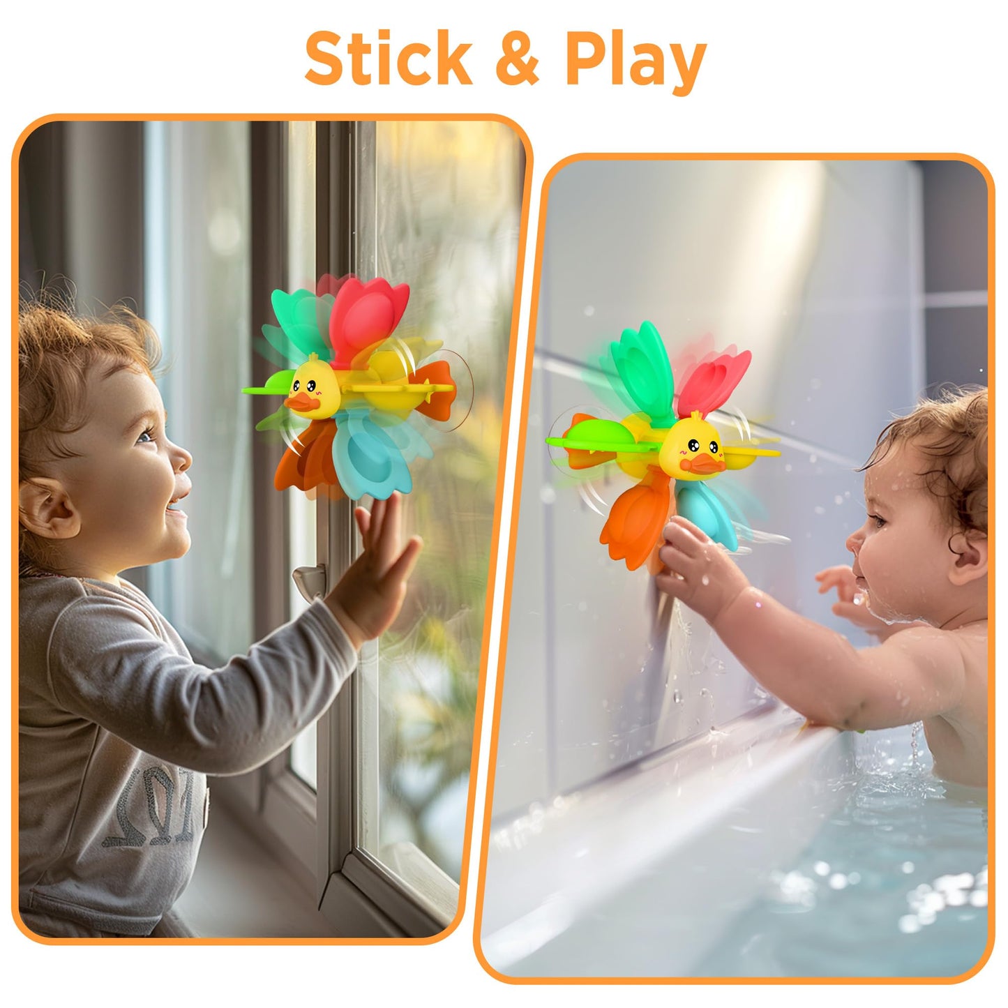 Iplay, Ilearn Baby Duck Bath Toy, Toddler Bathtub Suction Water Spinner Gear, Kid Shower Fishing Game W/ Net, Light Up Animal, Wind Up Swimming Duck, Birthday Gift 6 9 12 Month 1 2 3 Year Old Boy Girl